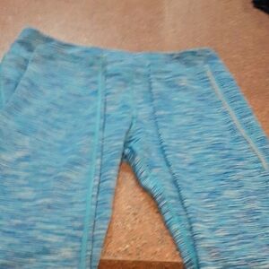 kyodan turquoise striped leggings  smooth and stretchy! size m